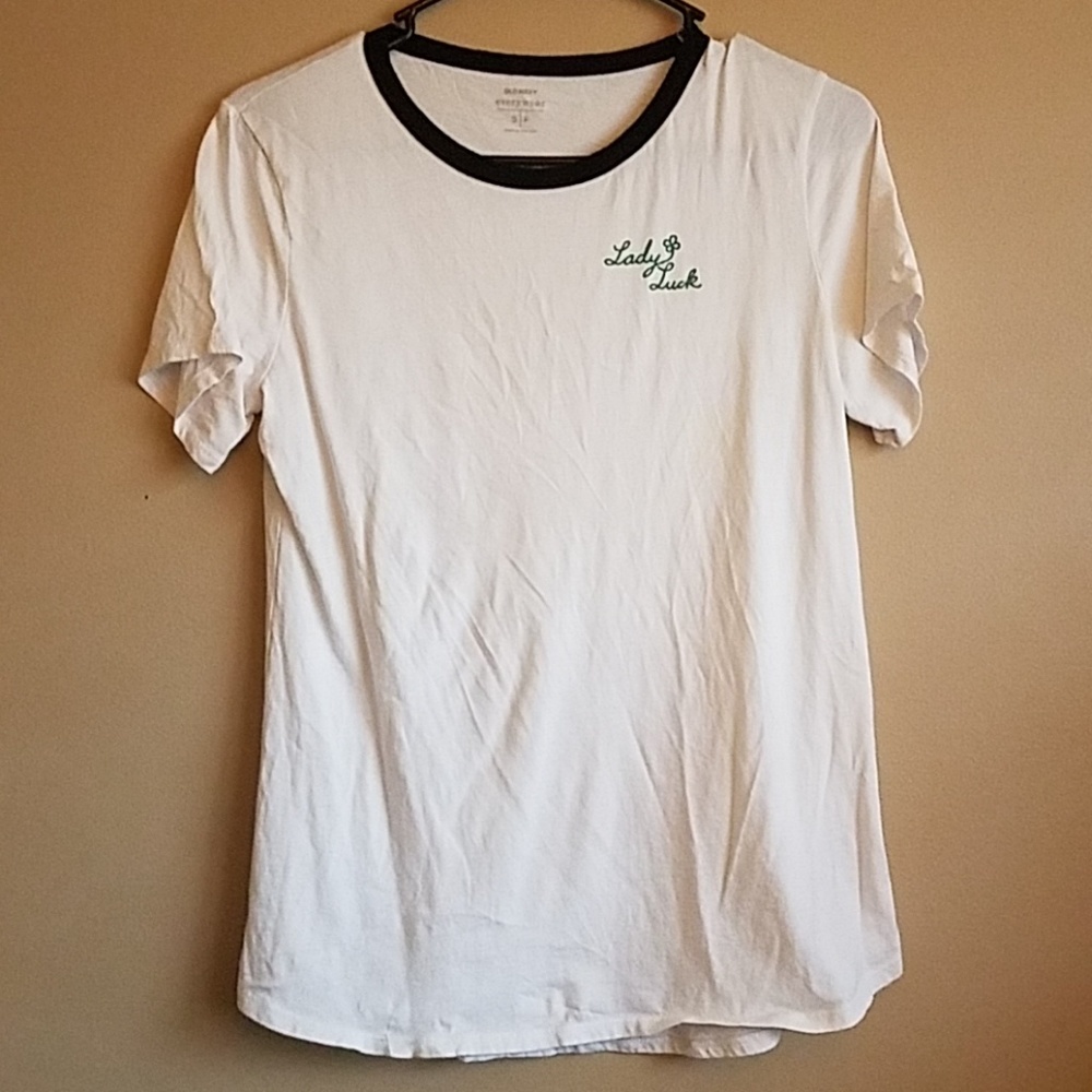 White Short Sleeve T-shirt- Lady Luck